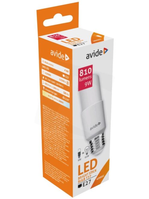 Avide LED Bright Stick izzó T37 9W E27 WW - Természetes fehér