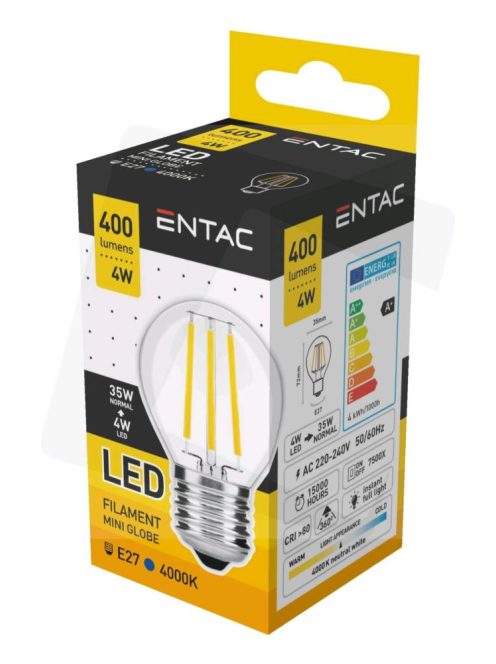 LED Filament Mini izzó 4W E27 - Napfény fehér