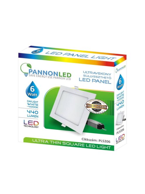 Mini LED panel - 6 Watt - Napfény fehér, szögletes, falon kívüli